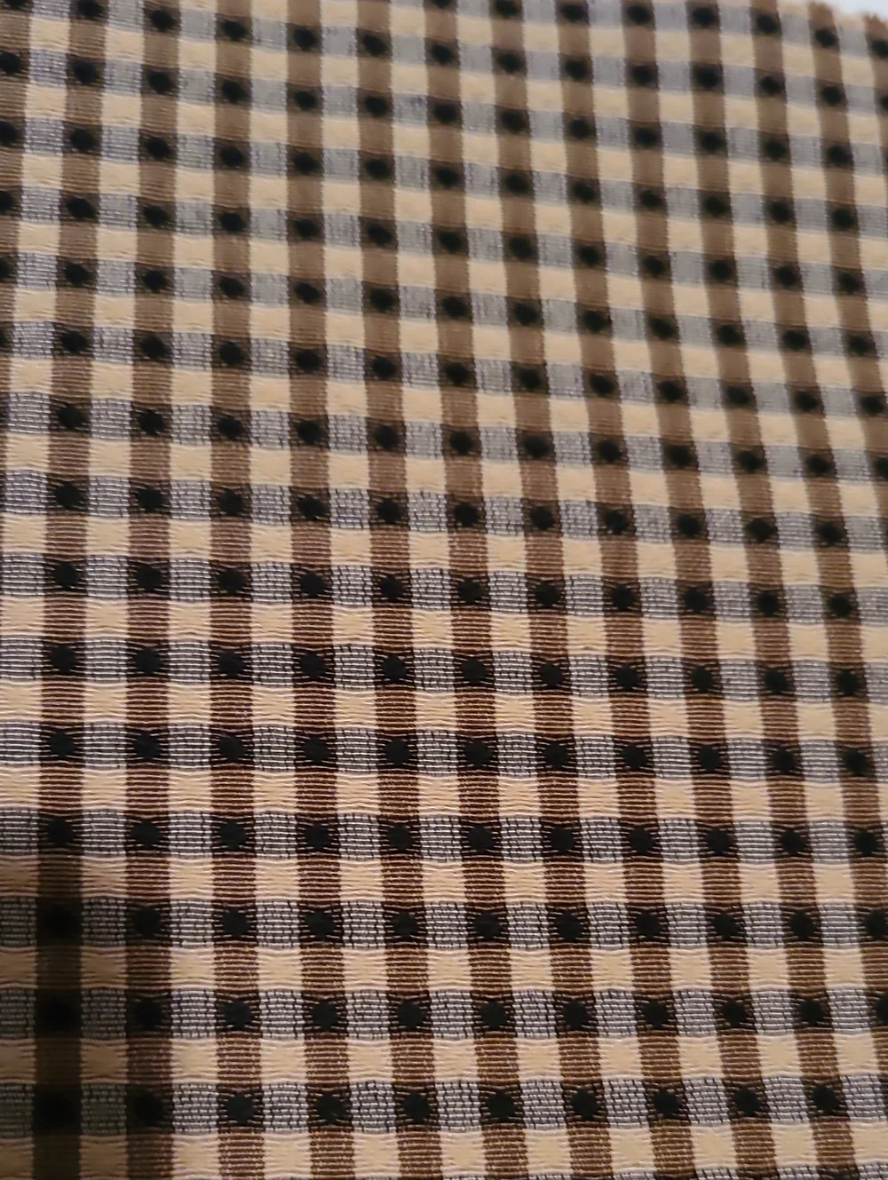 Fabric - Black and Tan, Mini Check Pattern, 3 Yards Sewing Crafts